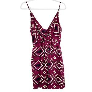 Vintage Rory Beca 100% Silk Purple Black White Geometric Print Mini Dress Sz 2